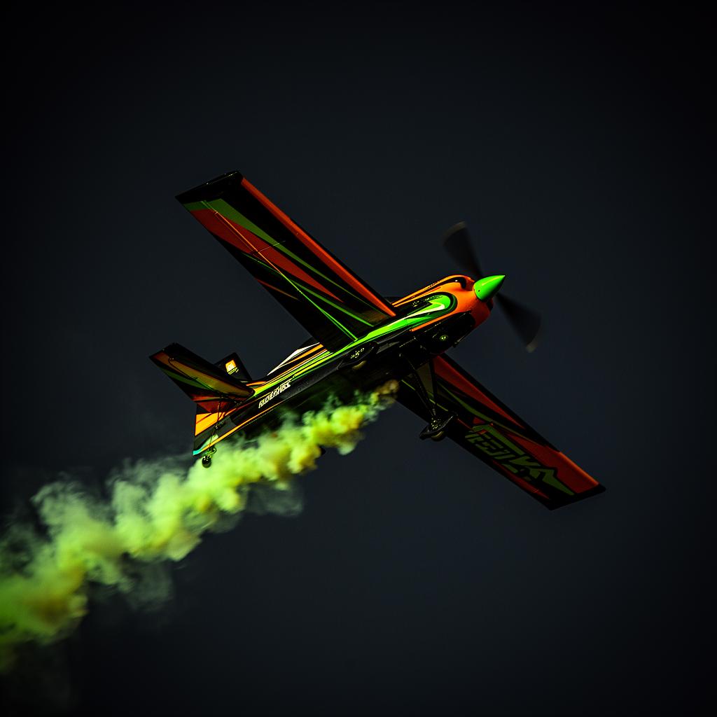 RC aerobatics plane in a 3D maneuver
